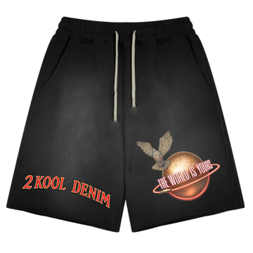 2 Kool Denim “The World Is Yours” Acid Wash Shorts